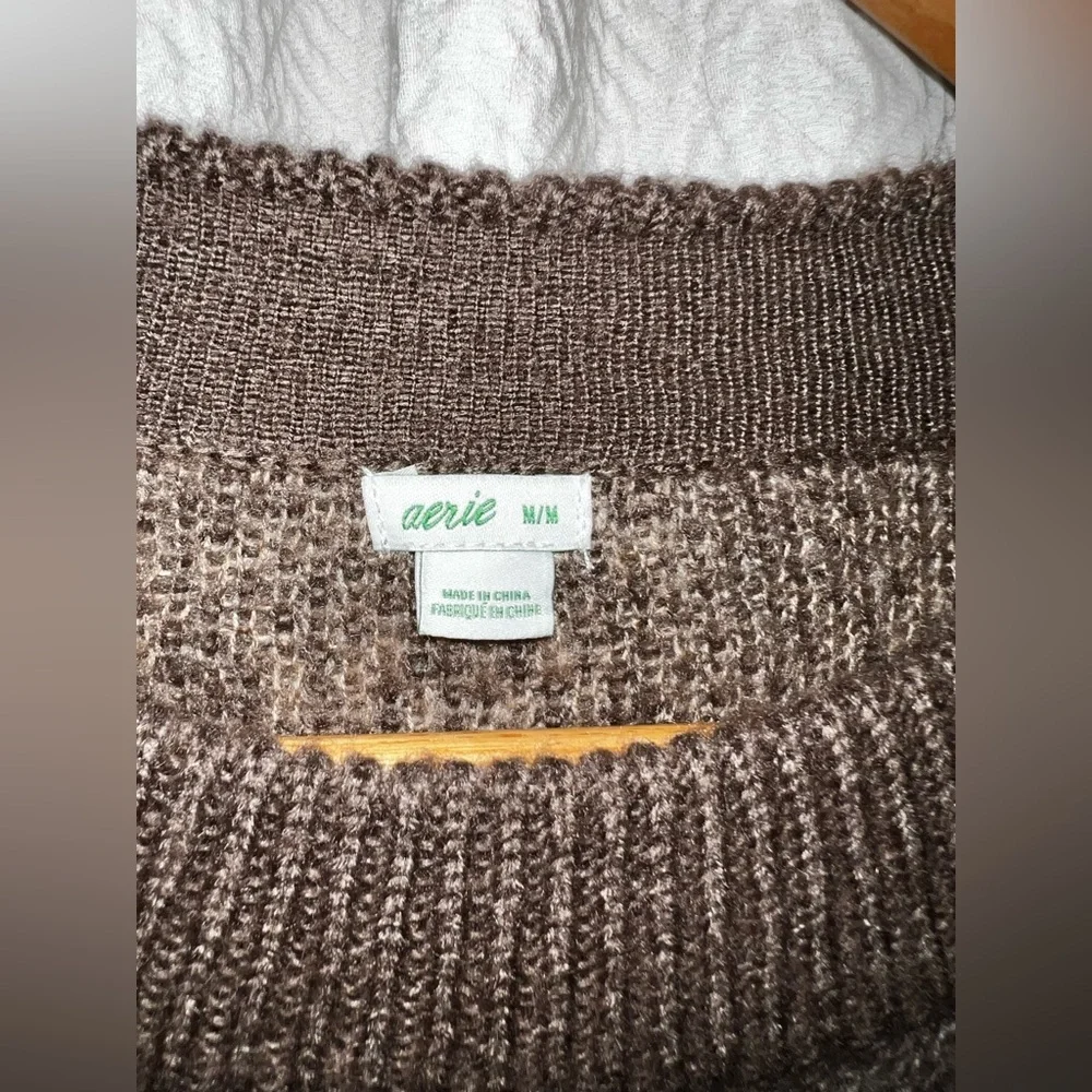 Aerie Chocolate Brown Knit Oversized Pullover - Picture 2 of 5